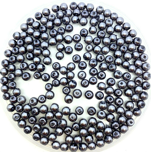 Grey 4mm Glass Pearls