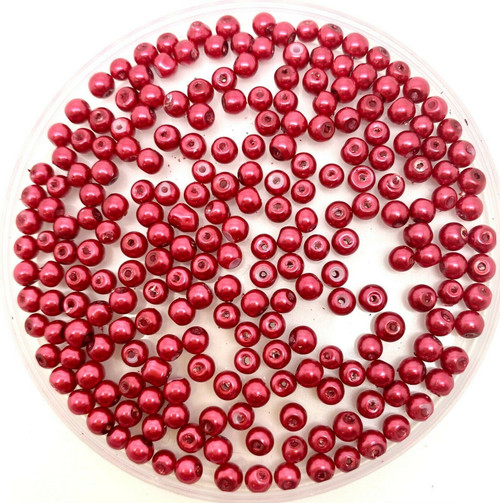 Ruby Red 4mm Glass Pearls