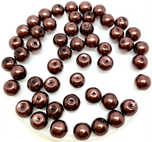 Mahogany Brown 6mm Glass Pearls