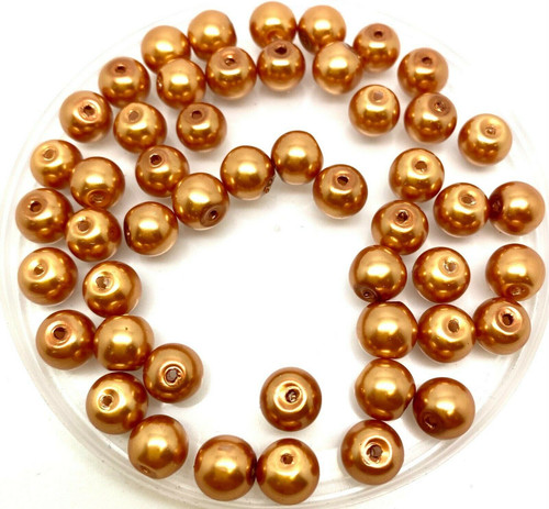 Golden Bronze 6mm Glass Pearls