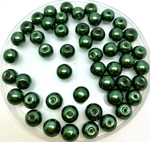 Moss Green 6mm Glass Pearls