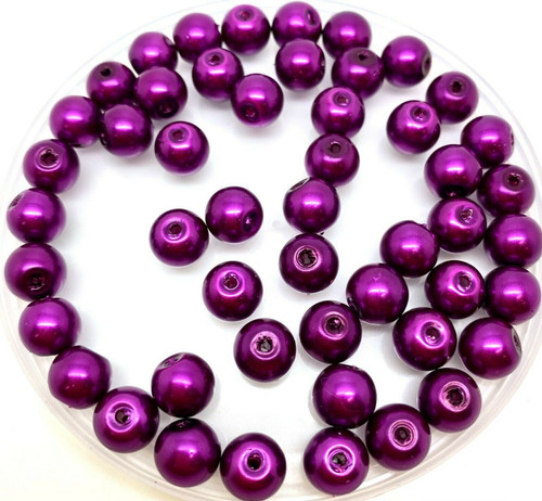 Plum 6mm Glass Pearls