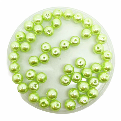 Peridot 6mm Glass Pearls
