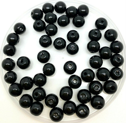 Black 6mm Glass Pearls