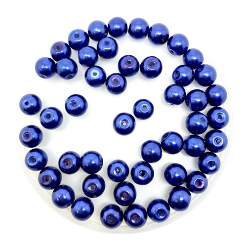 Navy Blue 6mm Glass Pearls