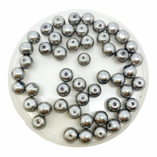 Light Grey 8mm Glass Pearls