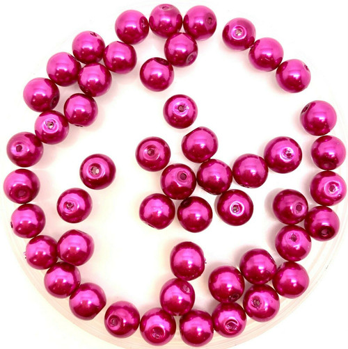 Shocking Pink 8mm Glass Pearls
