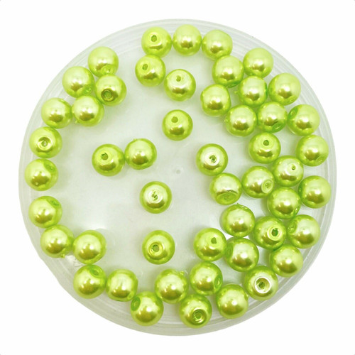 Lime 8mm Glass Pearls