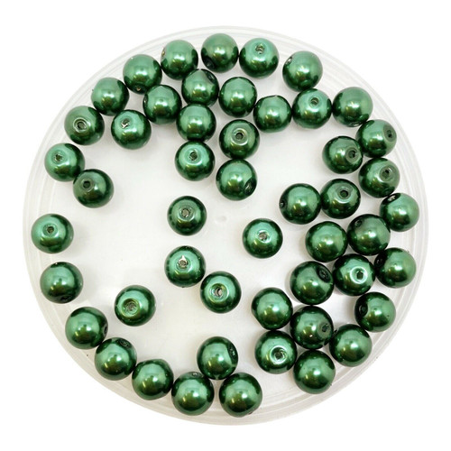 Forest Green 8mm Glass Pearls