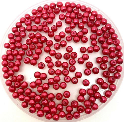 Scarlet 8mm Glass Pearls