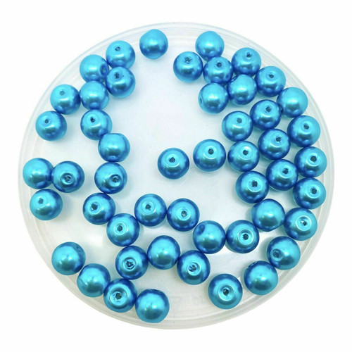 Caribbean Blue 8mm Glass Pearls