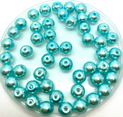 Turquoise 8mm Glass Pearls