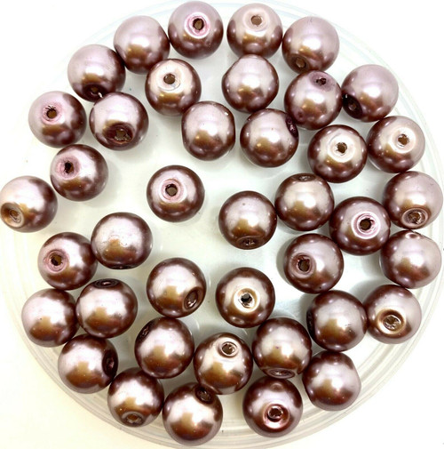 Espresso 10mm Glass Pearls