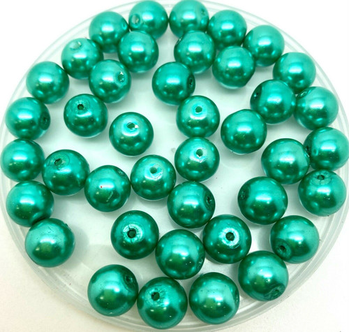 Sea Green 10mm Glass Pearls