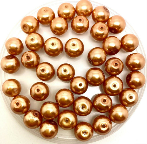 Honey Gold 10mm Glass Pearls