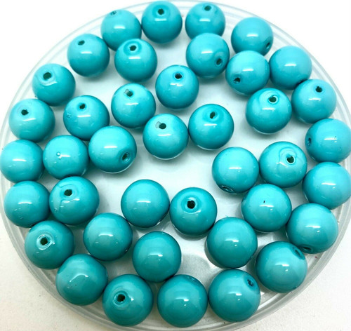 Sky Blue Opaque 10mm Glass Pearls