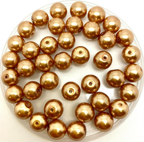 Caramel 10mm Glass Pearls