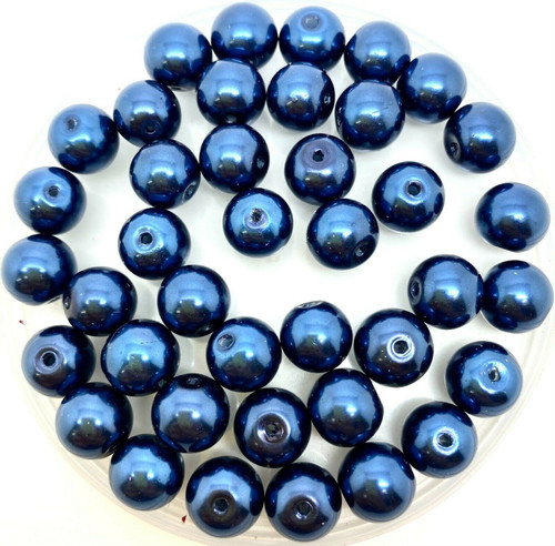Midnight Blue 10mm Glass Pearls