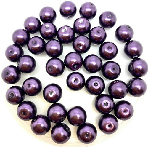 Blackcurrant 10mm Glass Pearls