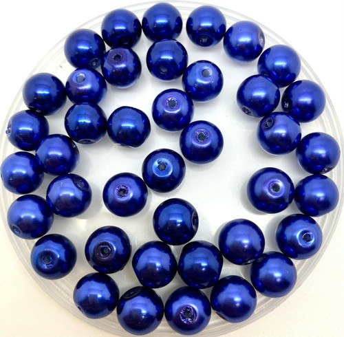 Navy Blue 10mm Glass Pearls