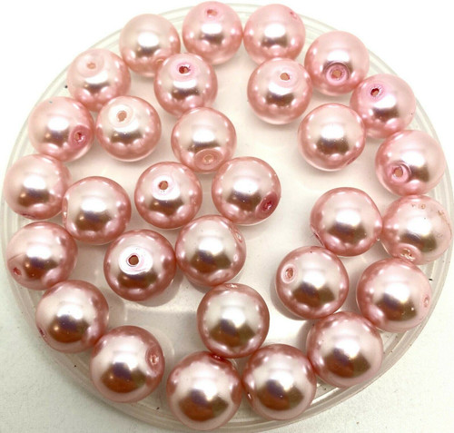 Blush Pink 12mm Glass Pearls