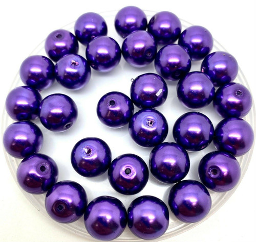 Deep Violet 12mm Glass Pearls