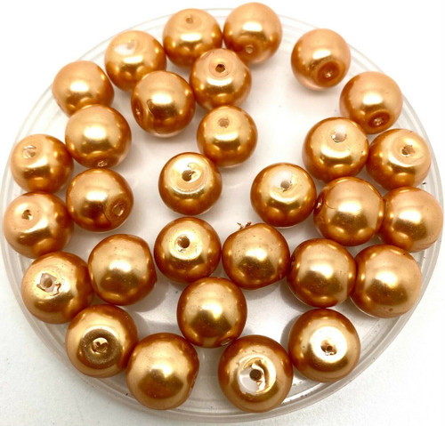 Honey Gold 12mm Glass Pearls