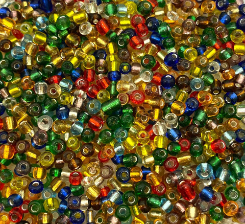 Mixed Colours Silver-Lined 6/0 seed beads