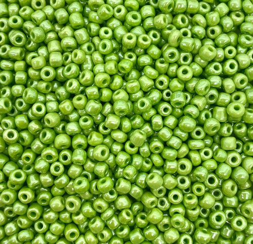 Lime Opaque Lustered 6/0 seed beads