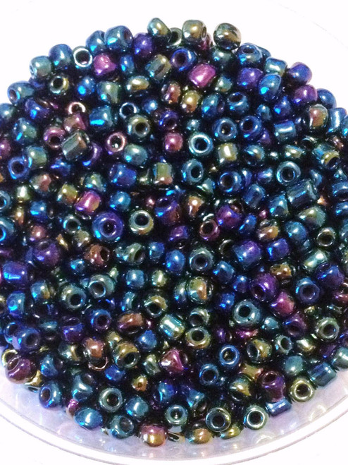 Blue & Multicolour Iris 6/0 seed beads