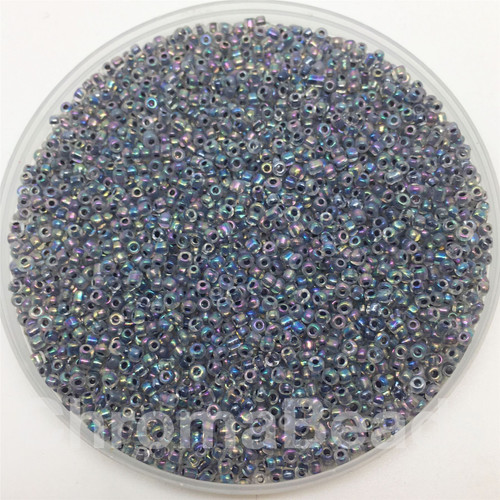 Grey Colour-Lined Rainbow 8/0 seed beads