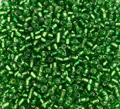 Green Silver-Lined 8/0 seed beads