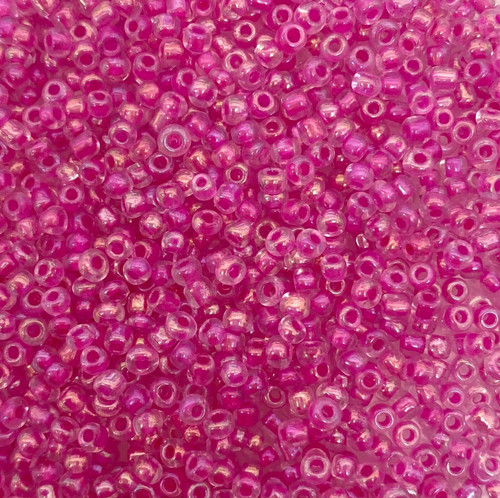 Hot Pink Rainbow 8/0 seed beads