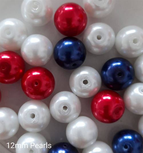 Union Jack Mix 12mm Glass Pearls