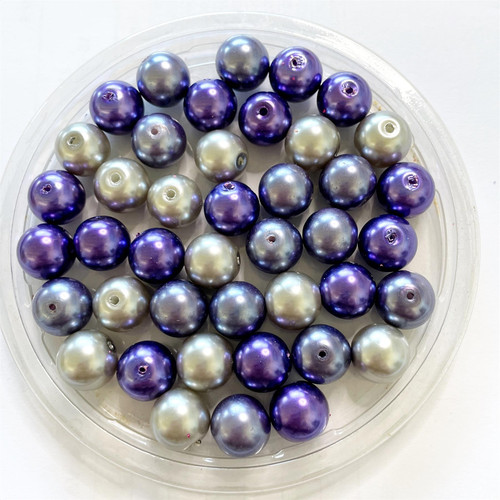3mm Glass Faux Pearls - Platinum Jubilee Mix - Purple & Platinum (approx 220 beads)