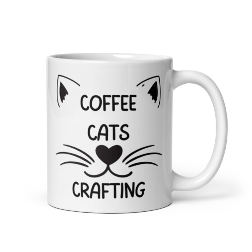 Coffee Cats and Crafting - White Mug