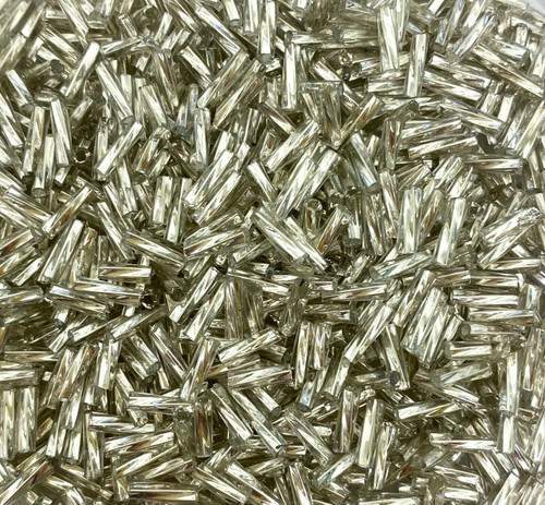 50g glass Twisted bugle beads - Silver Silver-Lined - approx 6mm (clear S/L)