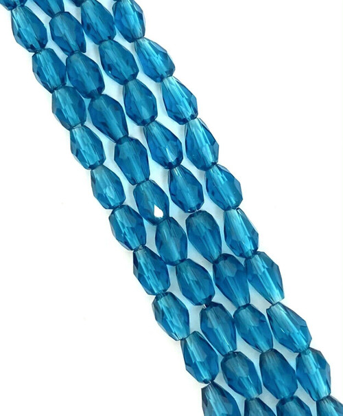 15mm x 10mm glass faceted tear drop beads (briolettes) pack of 24 beads - DARK TURQUOISE