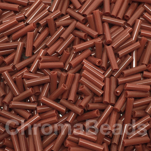 50g glass bugle beads - Brown Opaque - approx 6mm tubes, jewellery making, craft