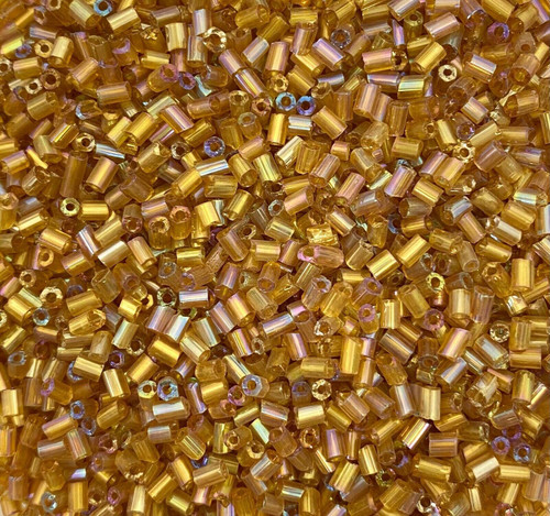 50g glass HEX seed beads - Gold Rainbow, size 11/0 (approx 2mm)