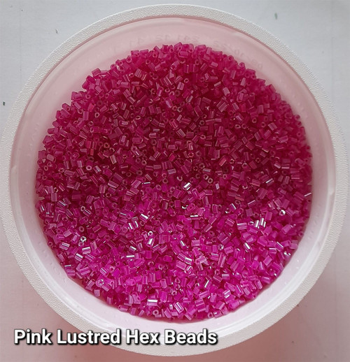 50g glass HEX seed beads - Pink Lustred - size 11/0 (approx 2mm)