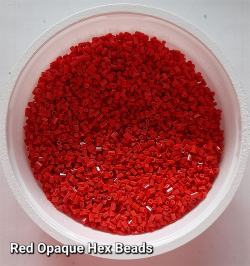 50g glass HEX seed beads - Red Opaque - size 11/0 (approx 2mm)