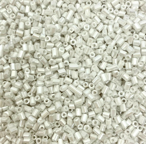 50g glass HEX seed beads - White Opaque Lustered - size 11/0 (approx 2mm)