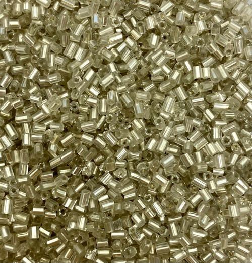 50g glass HEX seed beads - Clear (Silver) Silver-Lined, size 11/0 (approx 2mm)
