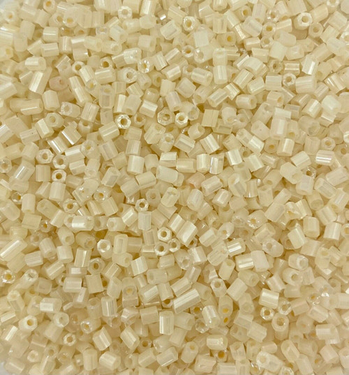 50g glass HEX seed beads - Cream Opaque Lustred - size 11/0 (approx 2mm)