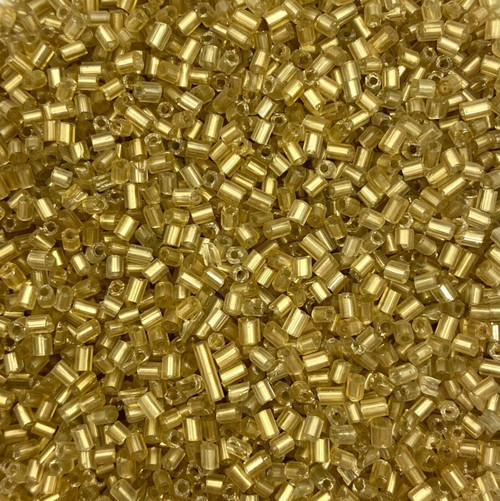 50g glass HEX seed beads - Gold Silver-Lined, size 11/0 (approx 2mm)