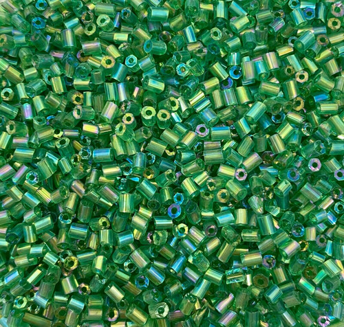 50g glass HEX seed beads - Green Rainbow, size 11/0 (approx 2mm)