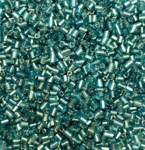 50g glass HEX seed beads - Ocean Blue Silver-Lined, size 11/0 (approx 2mm)