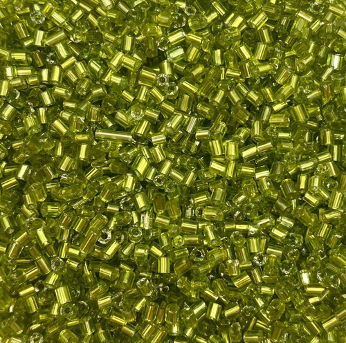 50g glass HEX seed beads - Lime Silver-Lined, size 11/0 (approx 2mm)