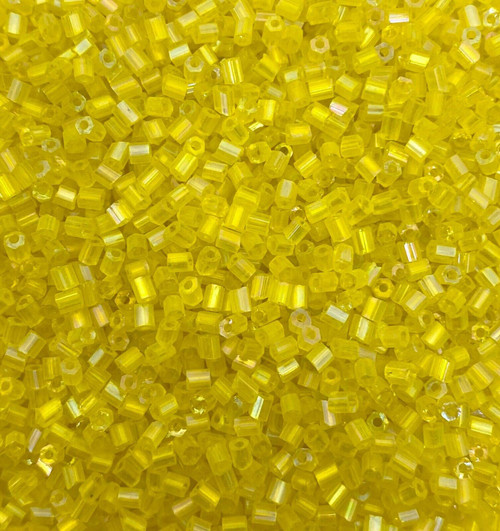 50g glass HEX seed beads - Yellow Rainbow, size 11/0 (approx 2mm)